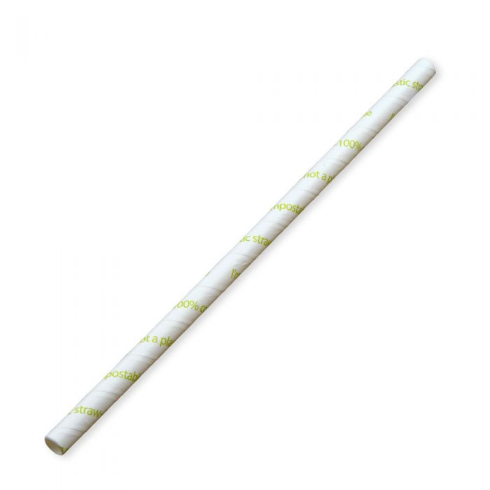 197X8MM LARGE PRINTED WHITE PAPER STRAWS - I AM NOT A PLASTIC STRAW