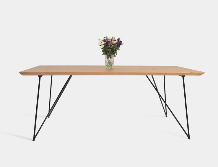 AEMILIA | Bauhaus Walnut Dining Table on Metal Legs