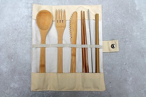 Bamboo Cutlery Set -White