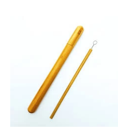 Bamboo Straw with Pipe and Case
