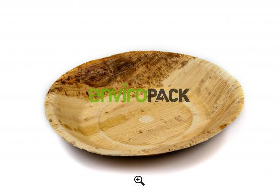 Biodegradable Round Palm Leaf Plate 24cm Natural