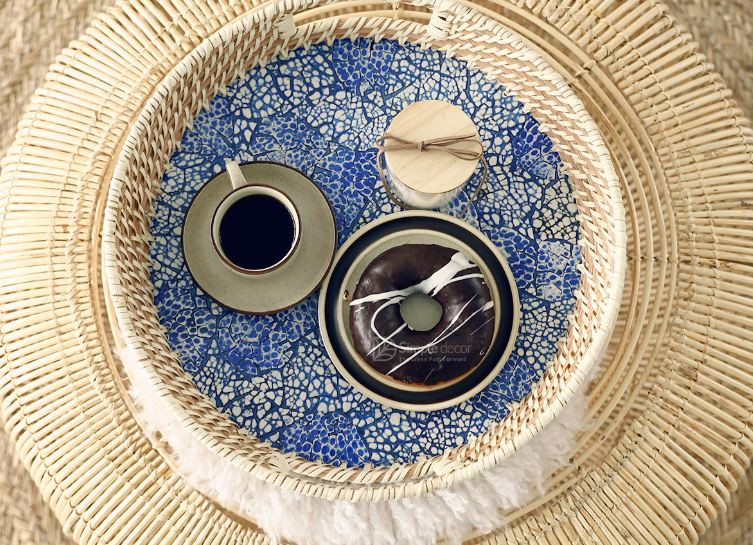Blue Rattan Egg Shell Lacquer