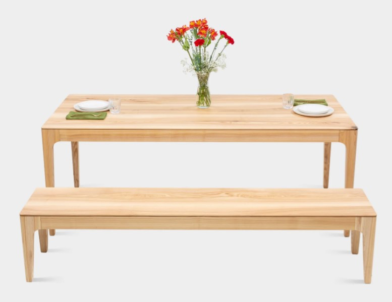 CAROLINA | Handmade Solid Ash Wood Table and Bench Set