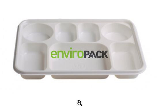 Compostable 7 compartment Bagasse Plate White