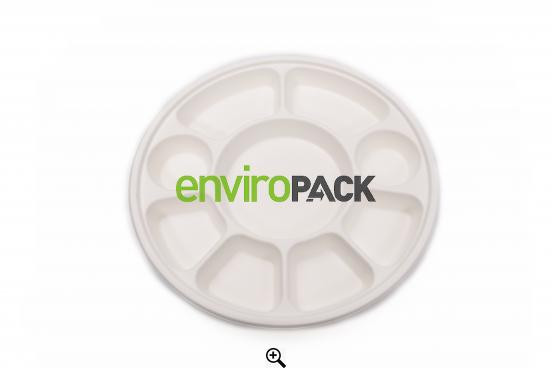 Compostable 9 compartment Bagasse Plate White