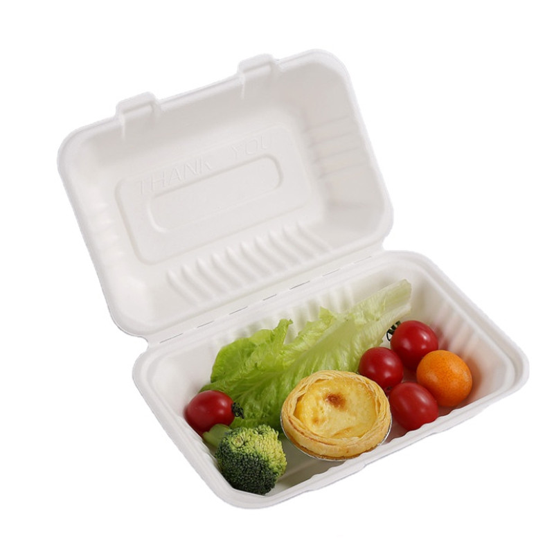 Eco Friendly Sugarcane Bagasse Disposable Biodegradable Compartment Takeaway Clamshell Food Box