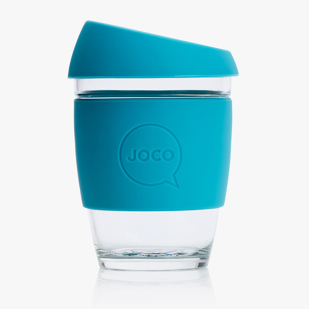 JOCO 12 Oz Blue Reusable Glass Cup
