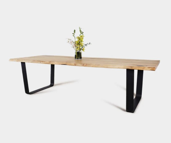 JULIA | Live Edge Dining Table on Steel Legs Made from two Oak Boards