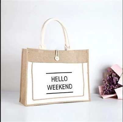 Large Woven Shopping Bag of Linen for Daily Use