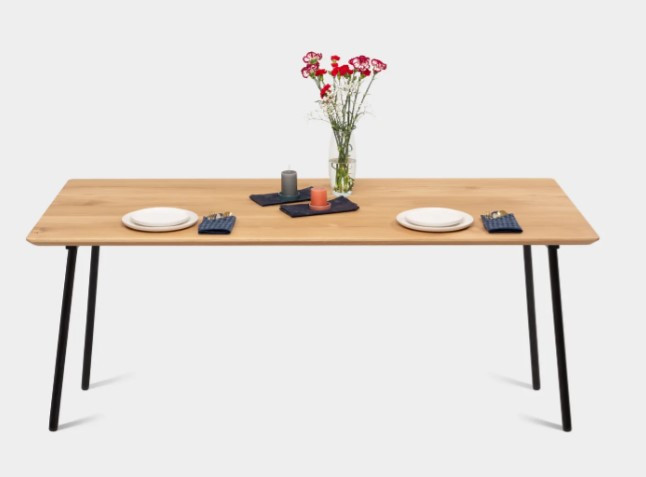 MARTA | Mid Century Modern Oak Extendable Dining Table on Metal Legs
