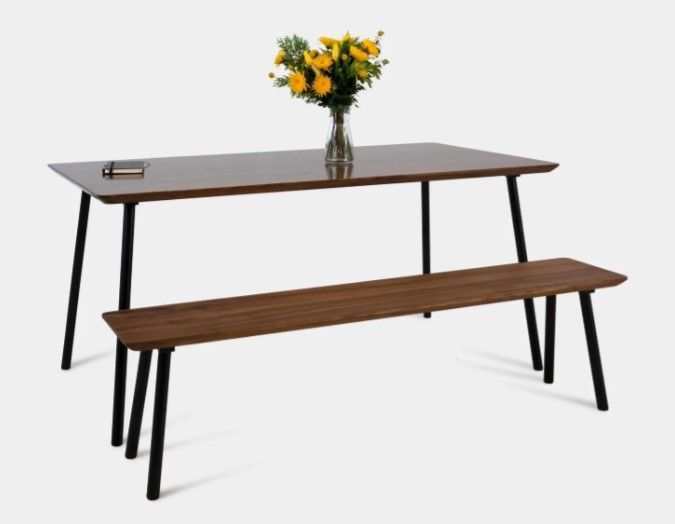 MARTA | Mid Century Modern Walnut Dining Table & Bench Set