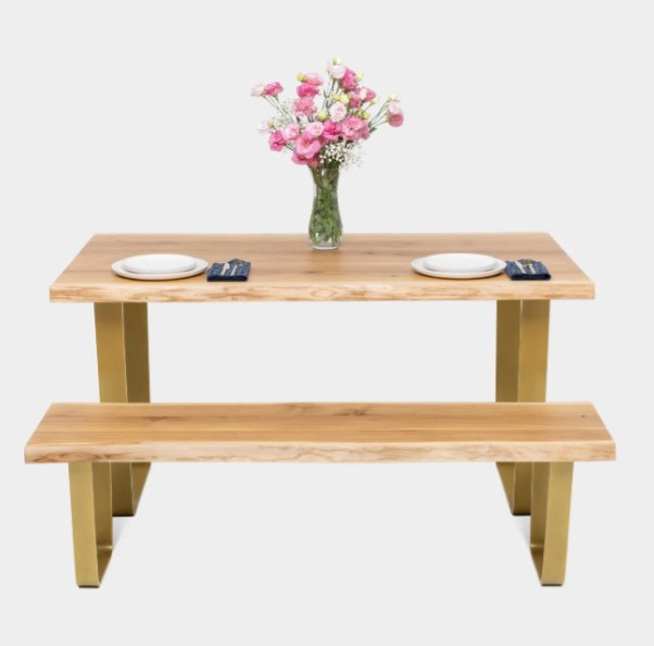 MILANO | Live Edge Dining Set With Oak Top and Steel Legs