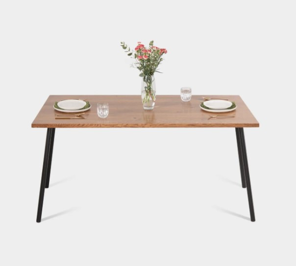 MIRA | Mid Century Modern Oak Dining Table And Extendable Dining Table on Industrial Metal Legs