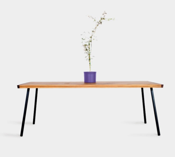 MYLA | Dining Room Table made from Teak and Walnut on Steel Rod Legs