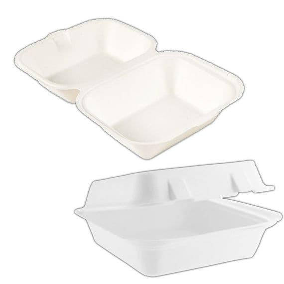 N8 Bagasse Biodegradable Disposable Food Container Boxes 8"
