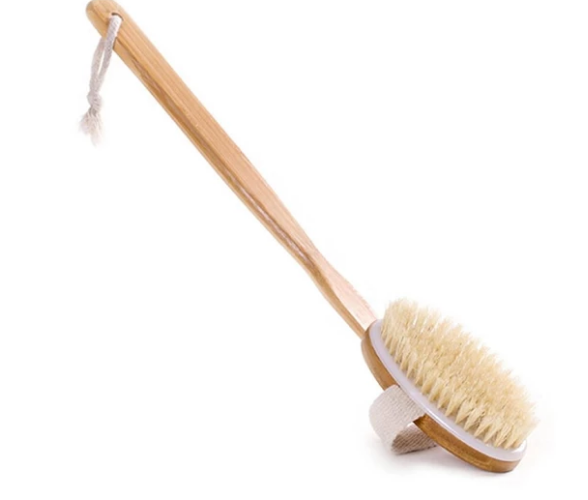 Natural Bristle Body Brush Long Handle Scrubber