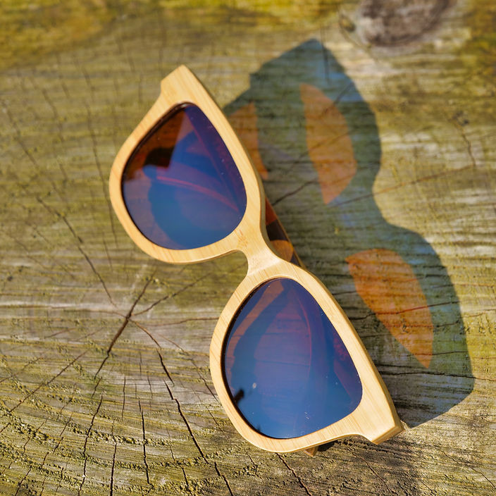 Orleans Sunglasses Bamboo Natural Frame - Amber Lens