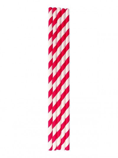Paper Straws Red and White Striped