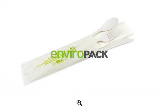 Prewrapped Compostable Cutlery Set 4 in 1 FO/KN/SP/NA