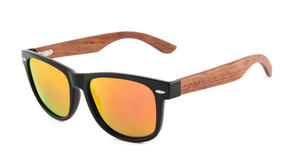 Red Mirror Polarized Lens Wooden Sunglass