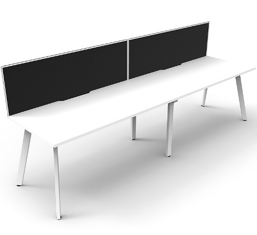 Splay Desk – 2 Person In-Line with Screen Dividers