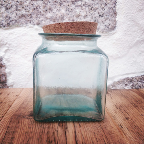 Square Recycled Glass Storage Jars