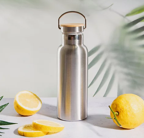 Stainless Steel Water Bottle With Bamboo Lid
