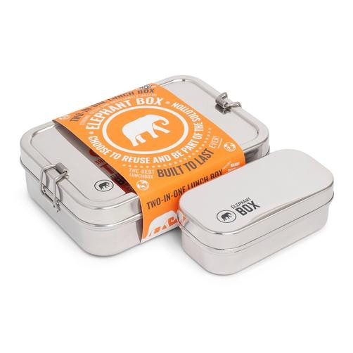 Two in One Lunchbox - Stainless Steel - Elephant Box
