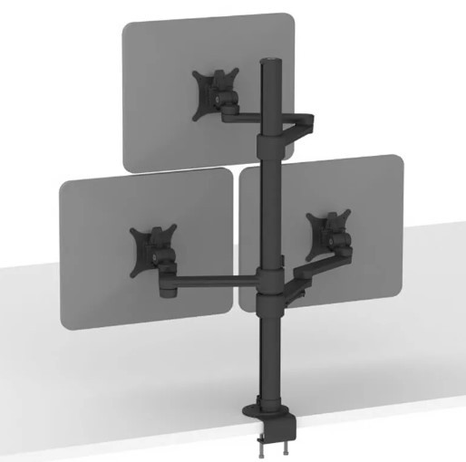 Versatile Extended Range Triple Ergonomic Monitor Arm