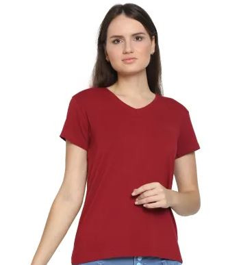 Women’s Bamboo Basic V Neck Half Sleeve T-Shirt