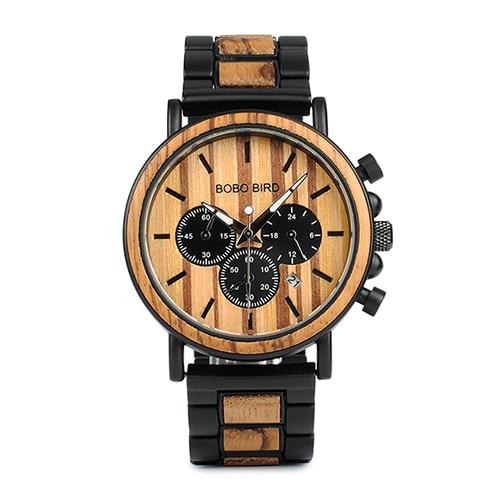 Wood and Stainless Steel Watch