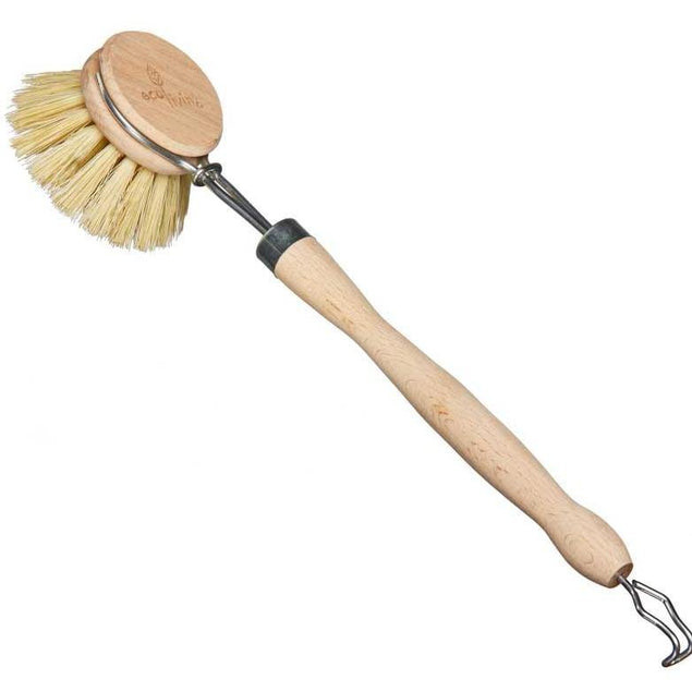 Wooden Dish Brush with Natural Bristle Replaceable Head