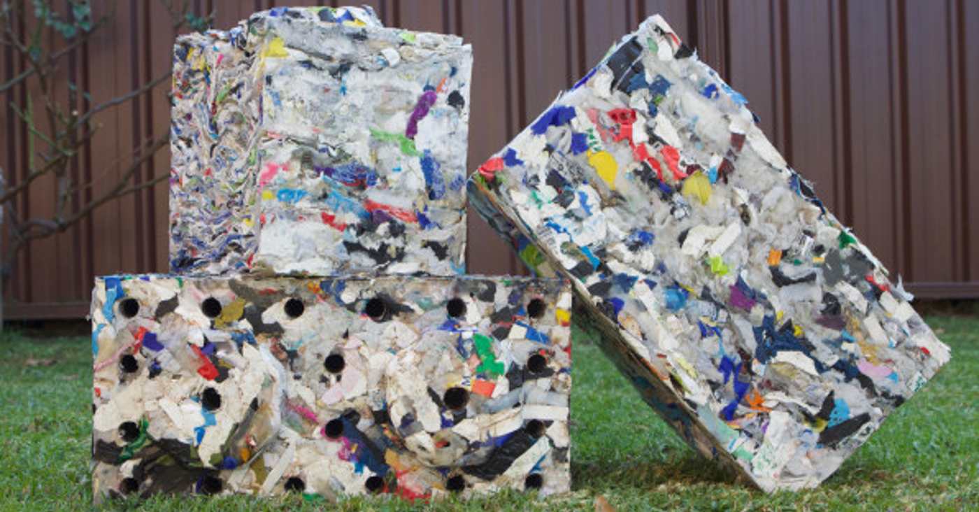 New company turns 100 tons of non-recyclable plastic into building blocks for construction